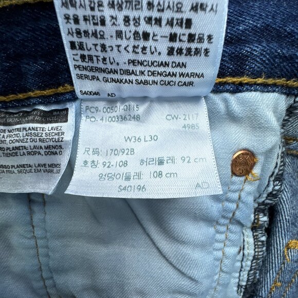 Levis 501 Jeans Mens 36x30 (36x29) Blue Button Up Dark Wash Straight Leg - Picture 10 of 15